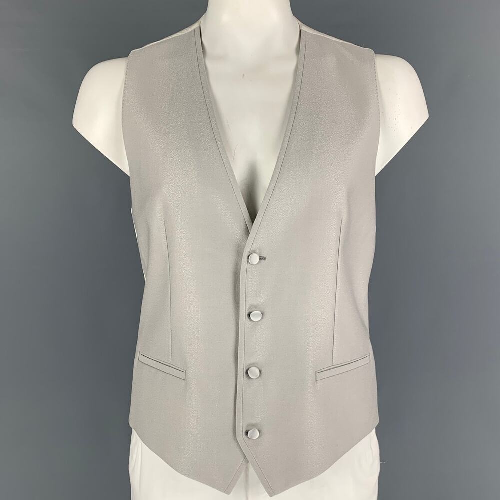 DOLCE & GABBANA Size 42 Silver Beige Wool Silk Vest